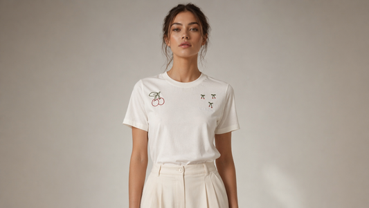 Cherry Blossom Embroidered Tee