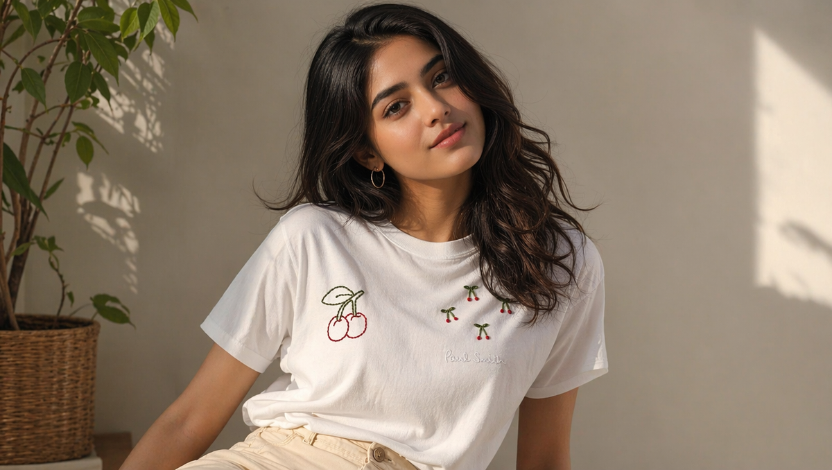 Cherry Blossom Embroidered Tee