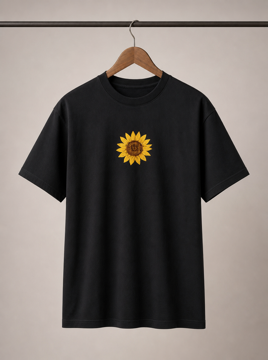 Sunflower Embroidered Tee (BLACK)