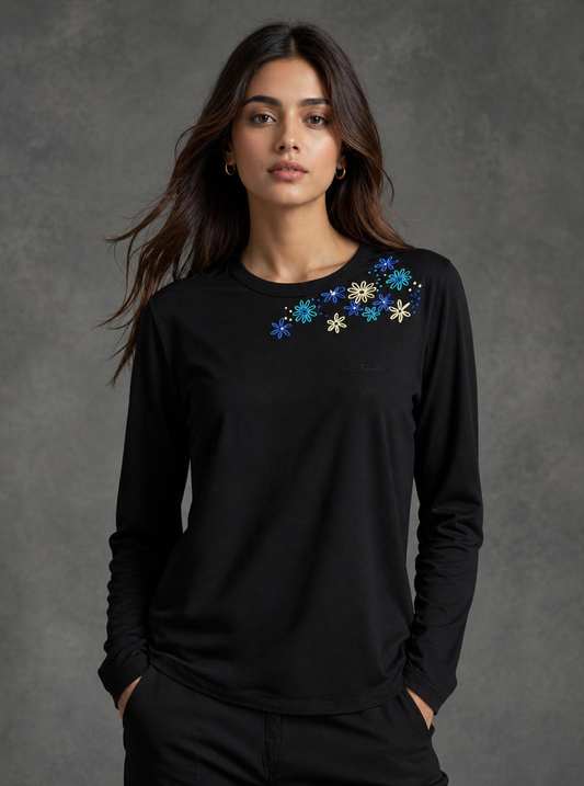 Blue Daisy Embroidery Shirt
