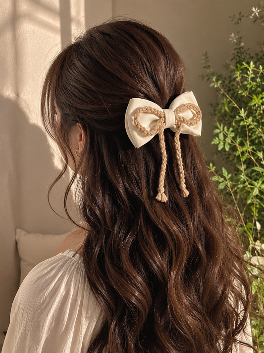 Rustic Crochet Bow Clip