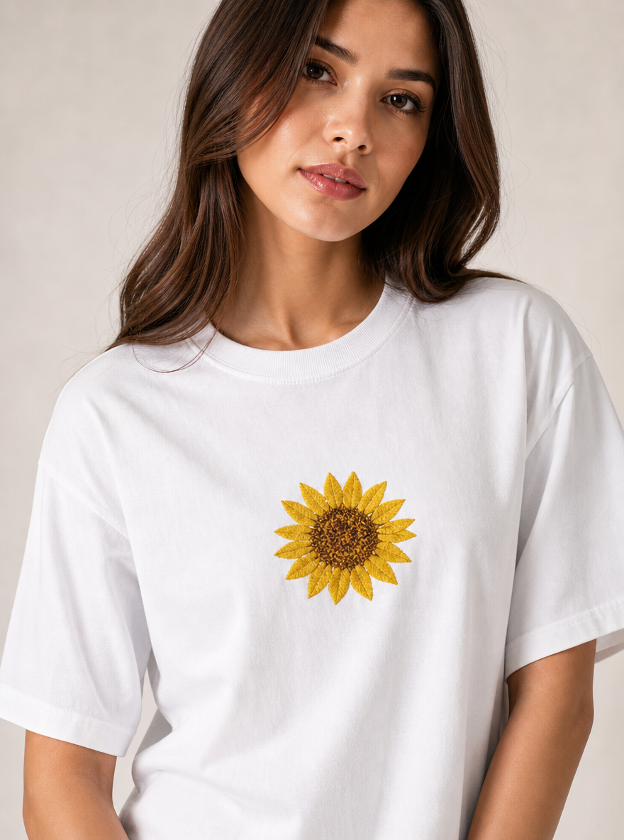 Sunflower Embroidered Tee